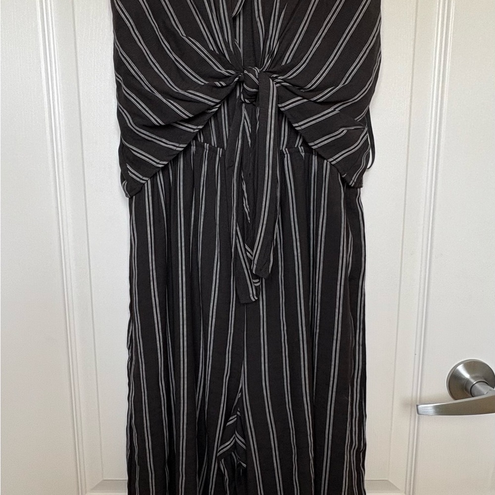 Black and White Striped Jumpsuit